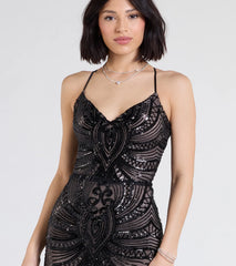 Brooke Lace-Up Mermaid Sequin Mesh Formal Dress