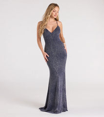 Carina Lace-Up Mermaid Glitter Formal Dress