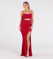 Harlow Cutout Slit Glitter Formal Dress