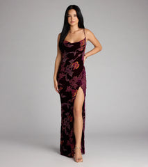 Melanie Floral Velvet Lace-Up Formal Dress