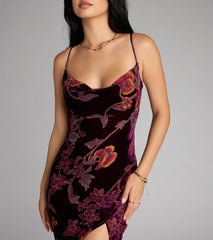 Melanie Floral Velvet Lace-Up Formal Dress