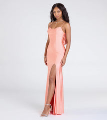 Lizzie Lace-Up Cowl Back Slit Formal Dress