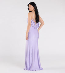 Lizzie Lace-Up Cowl Back Slit Formal Dress