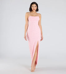 PLACEHOLDER - Klara Cowl Neck Faux Pearl Bead Slim Formal Dress