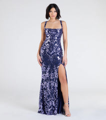 Moira Lace-Up Sequin Formal Dress