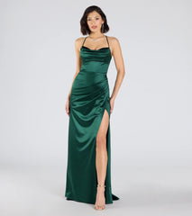 Melinda Satin Lace-Up Formal Dress