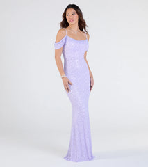 Faye Cold Shoulder Mermaid Beaded Formal Dress