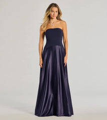 Madi Strapless Crepe Satin A-Line Formal Dress