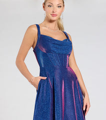 Clarence Corset Slit Glitter A-Line Formal Dress