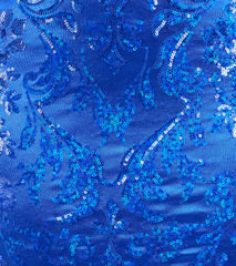 Marisol Lace-Up Column Sequin Satin Formal Dress