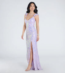 Estella V-Neck Column Long Sequin Formal Dress