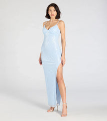 Dovie Sequin Beaded Mesh Column Dress