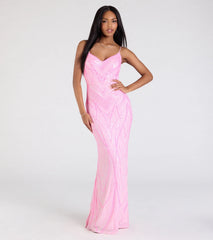 Liv Sleeveless Beaded Sequin Mermaid Dress