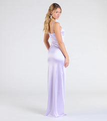 Mayra Formal Satin Slit Long Dress