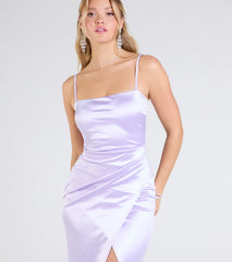 Mayra Formal Satin Slit Long Dress