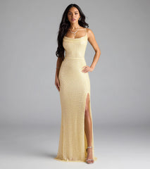 Hollie Lace-Up Mermaid Sequin Beaded Formal Dress
