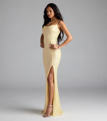 Hollie Lace-Up Mermaid Sequin Beaded Formal Dress