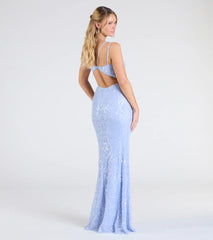 Andrea Cutout Slit Mermaid Sequin Formal Dress