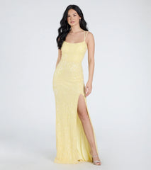 Andrea Cutout Slit Mermaid Sequin Formal Dress