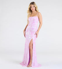 Kimber High Slit Floral Sequin Mermaid Dress