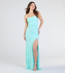 Kimber High Slit Floral Sequin Mermaid Dress