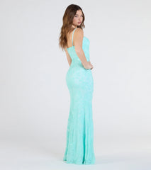 Kimber High Slit Floral Sequin Mermaid Dress