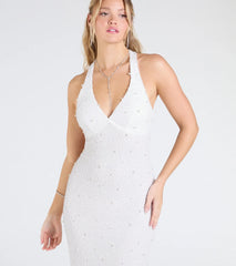 Tyra Halter Open Back Pearl Mermaid Formal Dress