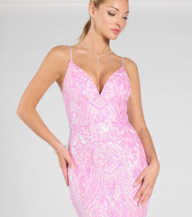 Kensie V-Neck Mermaid Sequin Formal Dress