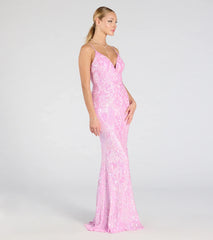 Kensie V-Neck Mermaid Sequin Formal Dress
