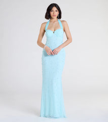 Calla Halter Mermaid Pearl Beaded Formal Dress