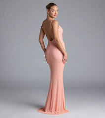 Amal Open Back Mermaid Bead Sequin Formal Dress