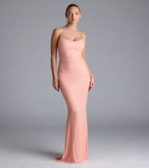 Amal Open Back Mermaid Bead Sequin Formal Dress