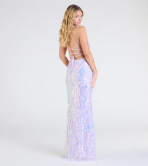 Saige Formal Sequin Lace-Up Mermaid Dress