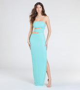 Belle Strapless Cutout Slit Beaded Formal Dress