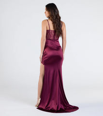 Olga Corset Lace Satin Wrap Mermaid Formal Dress