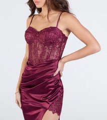 Olga Corset Lace Satin Wrap Mermaid Formal Dress