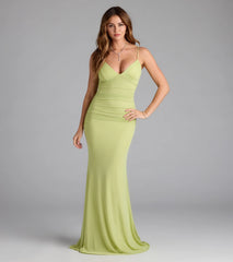 Kay Sleeveless V-Neck Mermaid Mesh Formal Dress