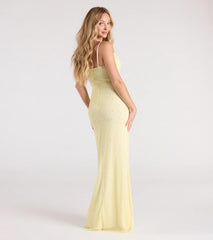 Marine Cutout Slit Mermaid Beaded Formal Dress