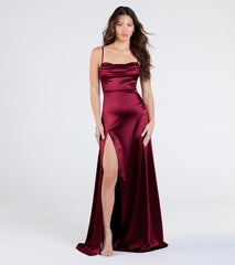 Marissa Formal Satin Cowl Neck Dress