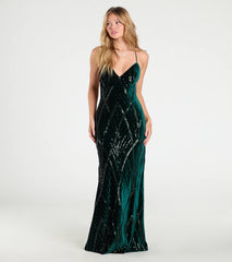 Gisele Sequin Velvet Lace-Up Mermaid Dress