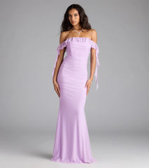 Deyna Formal Mesh Off-The-Shoulder Long Dress