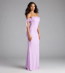 Deyna Formal Mesh Off-The-Shoulder Long Dress