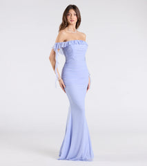 Deyna Formal Mesh Off-The-Shoulder Long Dress