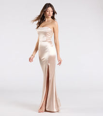 Paula Satin Strapless High Slit Mermaid Dress