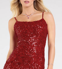 Paulina Strappy Open Back Slit Sequin Formal Dress
