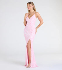 Tarna Lace-Up Bead Sequin Mermaid Formal Dress