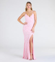 Tarna Lace-Up Bead Sequin Mermaid Formal Dress