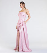 Peyton Strapless Slit A-Line Glitter Formal Dress