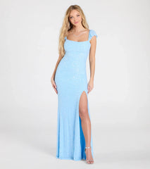 Tanya Lace-Up Slit Mermaid Beaded Formal Dress