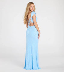 Tanya Lace-Up Slit Mermaid Beaded Formal Dress